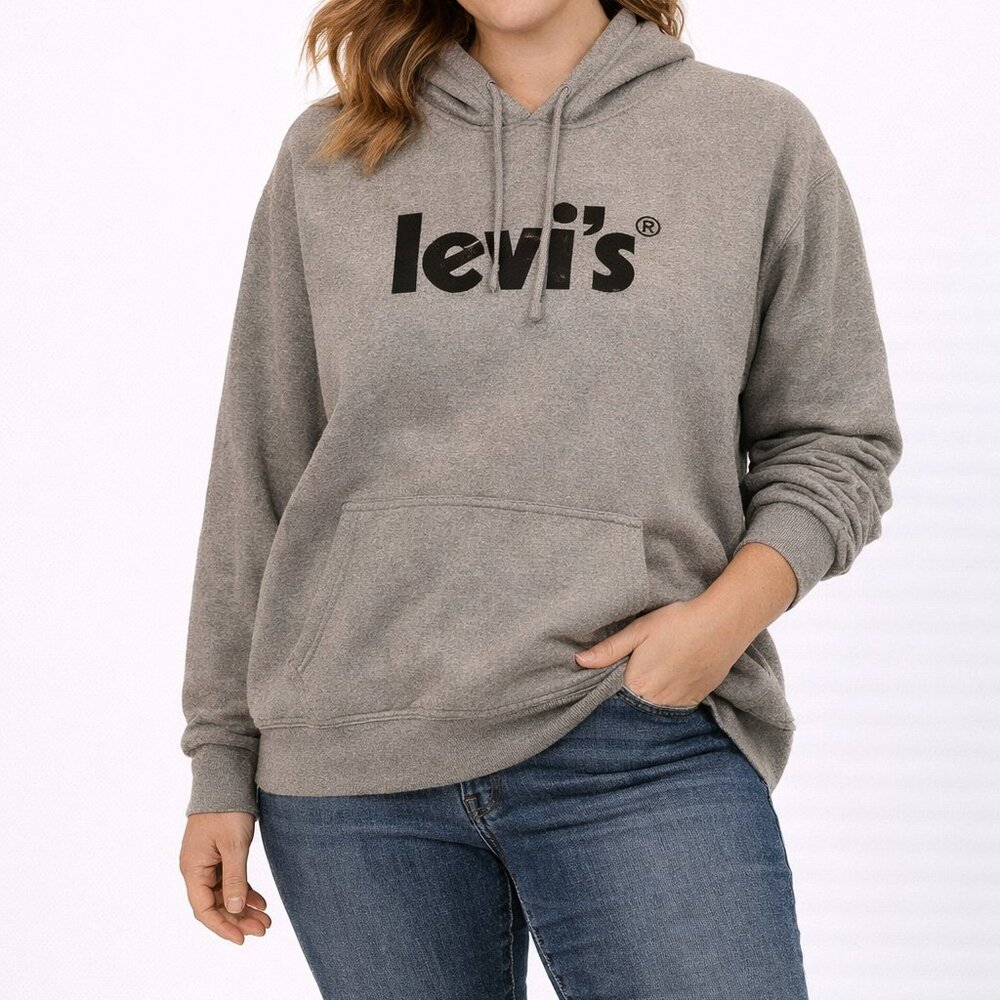 Levi’s Relaxed Grey Hooded Sweatshirt Size M Outerwear Pullover Long Sleeve
